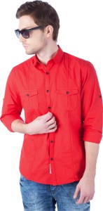 Rodid Men's Solid Casual Red Shirt