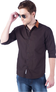 Rodid Men's Solid Casual Brown Shirt