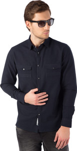 Rodid Men's Solid Casual Dark Blue Shirt