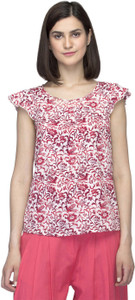 Oxolloxo Casual Short Sleeve Printed Women Multicolor Top