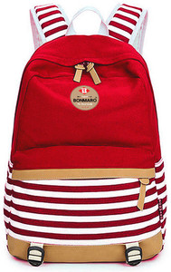 Bonmaro Stripes 25L Red Water Repellent Cotton Canvas 25 L Backpack
