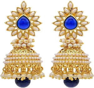 aabhu blue Pearl Copper Jhumki Earring, Earring Set