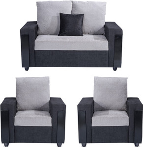 Bharat Lifestyle Ocea Fabric 2 + 1 + 1 Black Grey Sofa Set