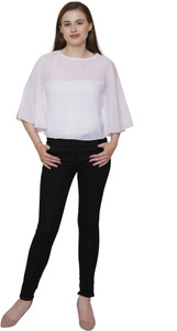 Kalava Casual Sleeveless Solid Women White Top