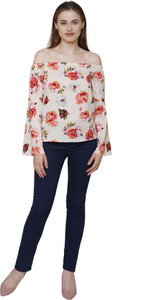 Kalava Casual Bell Sleeve Floral Print Women Multicolor Top