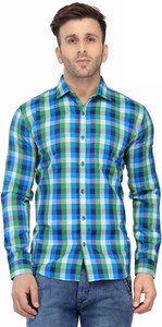 Being Fab Men's Checkered Casual Green Shirt