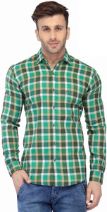 Being Fab Men's Checkered Casual Green Shirt