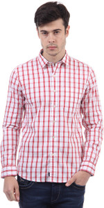 Flying Machine Men Checkered Casual Red, White Shirt