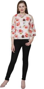 Kalava Casual 3/4th Sleeve Floral Print Women Multicolor Top