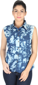 The Earth Girls Self Design Casual Denim Multicolor Shirt
