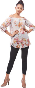 Swanvi Casual 3/4th Sleeve Floral Print Women Multicolor Top