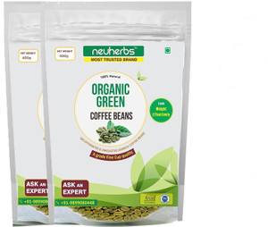 Neuherbs Organic Green Coffee Beans Decaffeinated & Unroasted Arabica Coffee Beans with A grade Fine Cup quality-800GM (400gm X 2) Weight Management