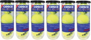 cosco all court tennis ball(pack of 18, yellow)