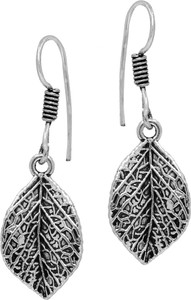 Jaipur Mart Traditional Silver Plated Leaf Design Jaipuri Oxidised Alloy Drop Earring