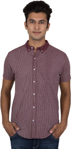 Provogue Men Printed Casual Maroon Shirt