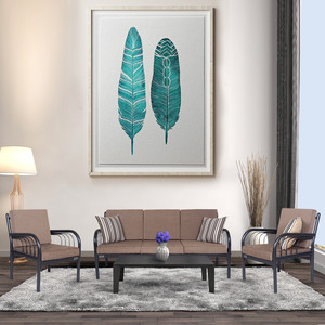 FurnitureKraft Vienna Fabric 3 + 1 + 1 Black Sofa Set