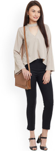POISON IVY Casual Full Sleeve Solid Women's Beige Top