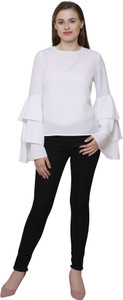 Kalava Casual Full Sleeve Solid Women White Top