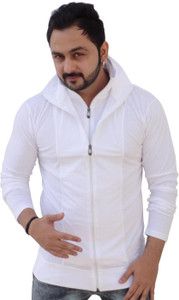 Black Collection Solid Men's Flap Collar Neck White T-Shirt
