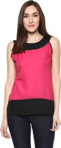KRAPAL Casual Sleeveless Stylised Women Pink Top