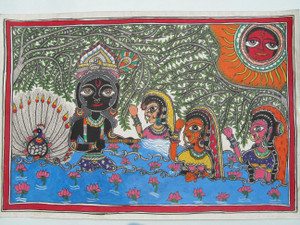 Mirracrafts Madhubani Art Lord Krishna and the bathing beauties Acrylic  Painting Best Price in India | Mirracrafts Madhubani Art Lord Krishna and  the bathing beauties Acrylic Painting Compare Price List From Mirracrafts