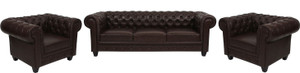 ARRA Leather 3 + 1 + 1 Brown Shaded Sofa Set