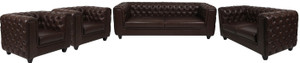 ARRA Leather 3 + 2 + 1 + 1 Brown Shaded Sofa Set
