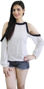 CrazeVilla Casual Full Sleeve Solid Women White Top