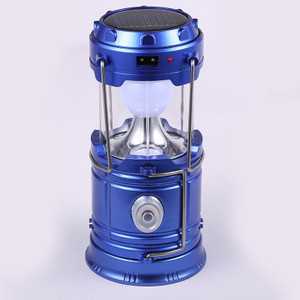 Wonder World ™ Luminaire LED Exterieur 6LEDs Solar Collapsible Flashlights Portable Solar Lamp Camping LED Rechargeable Lantern Hanging Lamp Blue Plastic Lantern