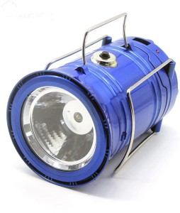 Wonder World ® Solar Camping Flashlight Lantern Rechargeable Power Bank Waterproof Emergency Light for Phone Charging/Hiking Blue Plastic Lantern