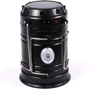 Wonder World ™ Collapsible LED Camping Lantern Solar USB Rechargeable Light Flashlight Portable Outdoor Survival Lamp for Hiking Fishing Outage Black Plastic Lantern