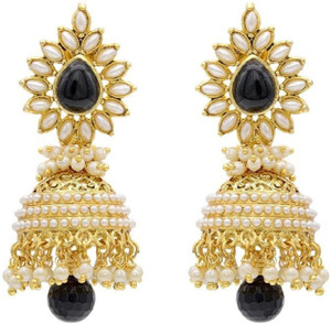 aabhu Black Pearl Alloy Jhumki Earring, Drop Earring, Earring Set