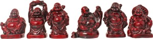 art n hub fengshui god laughing buddha vastu idol - handicraft decorative home décor god figurine / antique statue gift item decorative showpiece  -  5 cm(ceramic, maroon)
