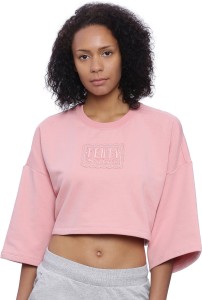 puma casual full sleeve solid women pink top