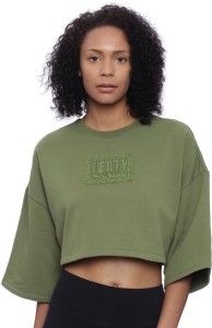 puma casual full sleeve solid women green top