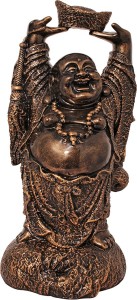 art n hub fengshui god laughing buddha vastu idol - handicraft decorative home décor god figurine / antique statue gift item decorative showpiece  -  38 cm(earthenware, brown)