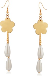 VK Jewels Flower shape Pearl Alloy Drop Earring