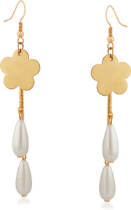 VK Jewels Flower shape Pearl Alloy Drop Earring