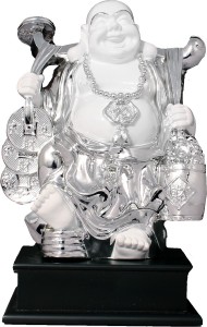 art n hub fengshui god laughing buddha vastu idol - handicraft decorative home décor god figurine / statue gift item decorative showpiece  -  27 cm(earthenware, white)