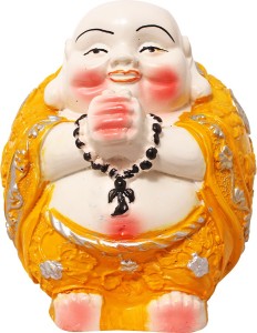 art n hub fengshui god laughing buddha vastu idol - handicraft decorative home décor god figurine / statue gift item decorative showpiece  -  12 cm(earthenware, yellow)