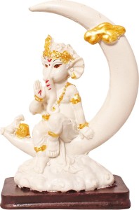 art n hub goddess maa laxmi & lord ganesha / ganpati idol- handicraft diwali decorative home & temple décor god figurine / antique statue gift item decorative showpiece  -  14 cm(ceramic, white)