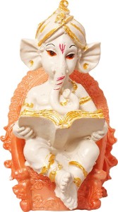 art n hub goddess maa laxmi & lord ganesha / ganpati idol- handicraft diwali decorative home & temple décor god figurine / antique statue gift item decorative showpiece  -  12 cm(earthenware, white)