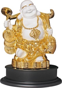 art n hub fengshui god laughing buddha vastu idol - handicraft decorative home décor god figurine / statue gift item decorative showpiece  -  46 cm(earthenware, white)