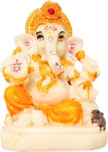 art n hub god ganesh / ganpati / lord ganesha idol- marble look handicraft decorative home & temple décor god figurine / statue gift item decorative showpiece  -  8 cm(earthenware, orange)