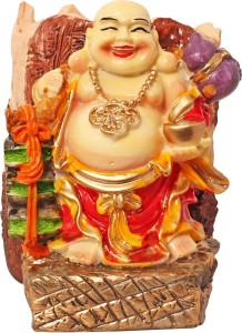 art n hub fengshui god laughing buddha vastu idol - handicraft decorative home décor god figurine / statue gift item decorative showpiece  -  10 cm(earthenware, multicolor)