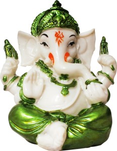 art n hub god ganesh / ganpati / lord ganesha idol- marble look handicraft decorative home & temple décor god figurine / statue gift item decorative showpiece  -  10 cm(earthenware, white)