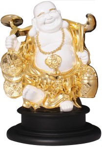 art n hub fengshui god laughing buddha vastu idol - handicraft decorative home décor god figurine / statue gift item decorative showpiece  -  33 cm(earthenware, white)