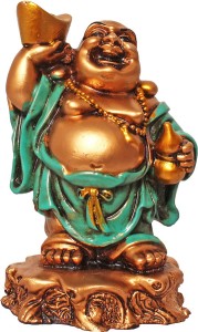 art n hub fengshui god laughing buddha vastu idol - handicraft decorative home décor god figurine / statue gift item decorative showpiece  -  12 cm(earthenware, multicolor)