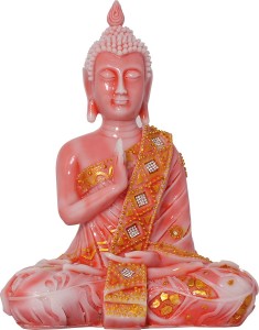 art n hub lord buddha / meditating & resting gautam buddh god vastu statue decorative showpiece  -  28 cm(earthenware, pink)
