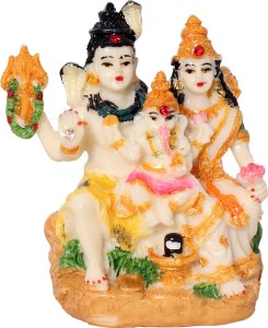 art n hub lord shiva family / shiv parivar / parvati , ganesh idol - marble look handicraft decorative home & temple décor god figurine / statue gift item decorative showpiece  -  9 cm(earthenware, multicolor)
